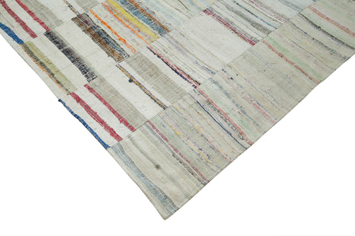 Kırk Yama Bej Patchwork Pamuk Yün El Dokuma Halısı 305x408 Agacan