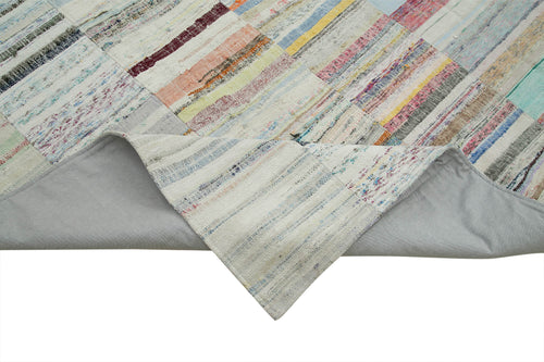 Kırk Yama Bej Patchwork Pamuk Yün El Dokuma Halısı 305x408 Agacan