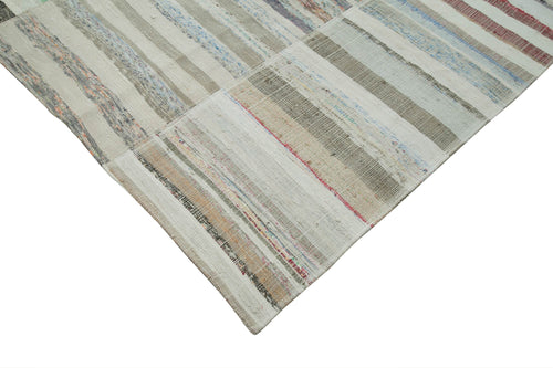Kırk Yama Bej Patchwork Pamuk Yün El Dokuma Halısı 285x410 Agacan