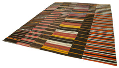 Kırk Yama Kahverengi Patchwork Pamuk Yün El Dokuma Halısı 312x408 Agacan