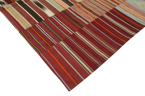Kırk Yama Pembe Patchwork Pamuk Yün El Dokuma Halısı 305x404 Agacan