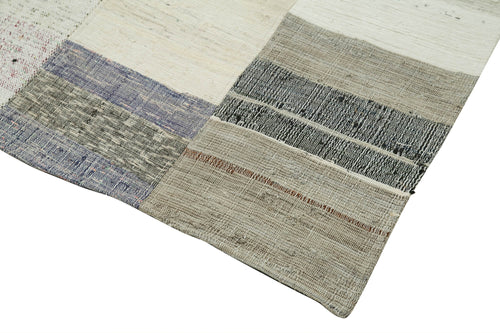 Kırk Yama Bej Patchwork Pamuk Yün El Dokuma Halısı 170x260 Agacan