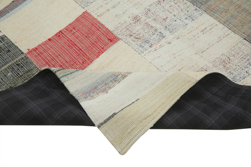 Kırk Yama Bej Patchwork Pamuk Yün El Dokuma Halısı 170x260 Agacan