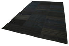 Kırk Yama Siyah Patchwork Pamuk Yün El Dokuma Halısı 210x304 Agacan