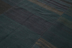 Kırk Yama Siyah Patchwork Pamuk Yün El Dokuma Halısı 210x304 Agacan