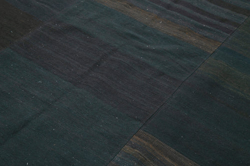 Kırk Yama Siyah Patchwork Pamuk Yün El Dokuma Halısı 210x304 Agacan