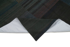 Kırk Yama Siyah Patchwork Pamuk Yün El Dokuma Halısı 210x304 Agacan