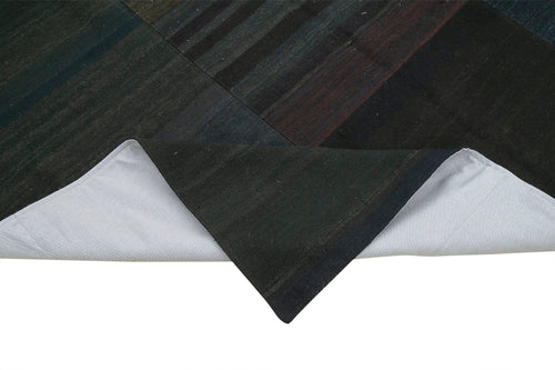 Kırk Yama Siyah Patchwork Pamuk Yün El Dokuma Halısı 210x304 Agacan