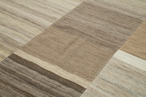 Kırk Yama Kahverengi Patchwork Pamuk Yün El Dokuma Halısı 200x308 Agacan