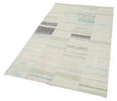 Kırk Yama Bej Patchwork Pamuk Yün El Dokuma Halısı 130x210 Agacan