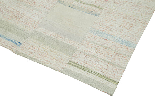 Kırk Yama Bej Patchwork Pamuk Yün El Dokuma Halısı 130x210 Agacan