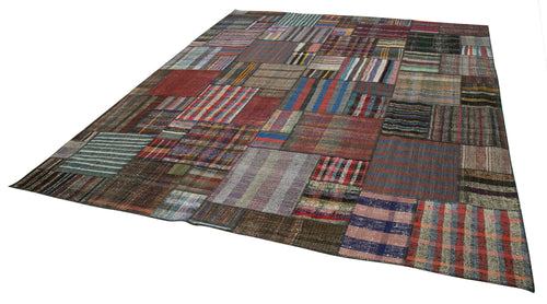 Kırk Yama Gri Patchwork Pamuk Yün El Dokuma Halısı 330x403 Agacan