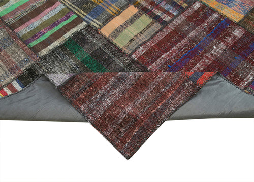 Kırk Yama Gri Patchwork Pamuk Yün El Dokuma Halısı 330x403 Agacan