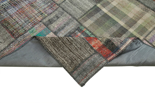 Kırk Yama Gri Patchwork Pamuk Yün El Dokuma Halısı 330x411 Agacan