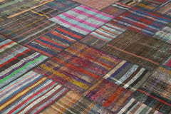 Kırk Yama Gri Patchwork Pamuk Yün El Dokuma Halısı 328x405 Agacan