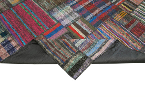 Kırk Yama Gri Patchwork Pamuk Yün El Dokuma Halısı 328x405 Agacan