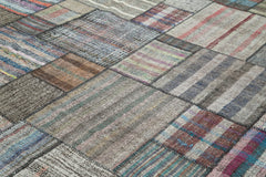 Kırk Yama Gri Patchwork Pamuk Yün El Dokuma Halısı 330x412 Agacan