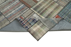 Kırk Yama Gri Patchwork Pamuk Yün El Dokuma Halısı 330x412 Agacan