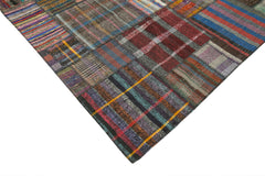 Kırk Yama Gri Patchwork Pamuk Yün El Dokuma Halısı 327x408 Agacan