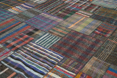 Kırk Yama Gri Patchwork Pamuk Yün El Dokuma Halısı 327x408 Agacan