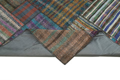 Kırk Yama Gri Patchwork Pamuk Yün El Dokuma Halısı 327x408 Agacan