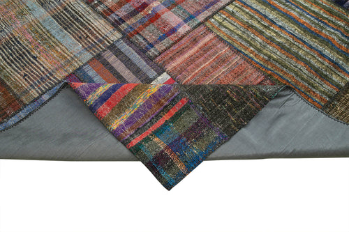 Kırk Yama Gri Patchwork Pamuk Yün El Dokuma Halısı 330x412 Agacan
