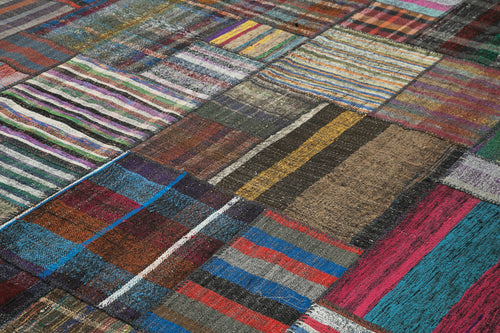 Kırk Yama Gri Patchwork Pamuk Yün El Dokuma Halısı 330x409 Agacan