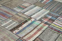 Kırk Yama Gri Patchwork Pamuk Yün El Dokuma Halısı 328x414 Agacan