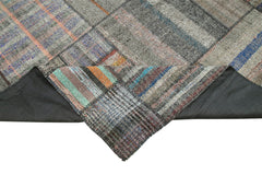 Kırk Yama Gri Patchwork Pamuk Yün El Dokuma Halısı 330x415 Agacan