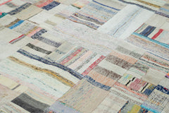 Kırk Yama Bej Patchwork Pamuk Yün El Dokuma Halısı 244x351 Agacan