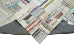 Kırk Yama Bej Patchwork Pamuk Yün El Dokuma Halısı 244x351 Agacan