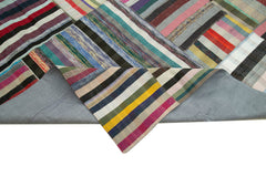 Kırk Yama Gri Patchwork Pamuk Yün El Dokuma Halısı 305x402 Agacan