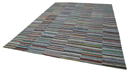 Kırk Yama Gri Patchwork Pamuk Yün El Dokuma Halısı 346x466 Agacan