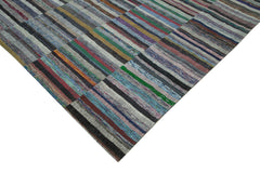 Kırk Yama Gri Patchwork Pamuk Yün El Dokuma Halısı 346x466 Agacan