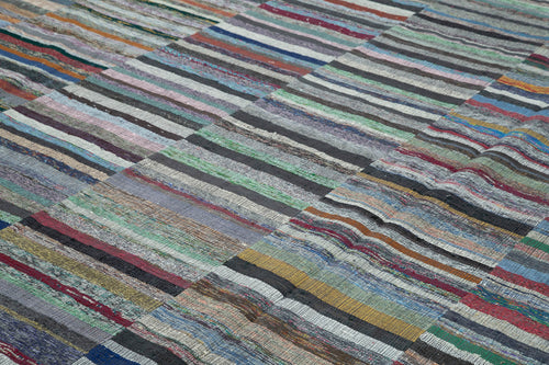 Kırk Yama Gri Patchwork Pamuk Yün El Dokuma Halısı 346x466 Agacan