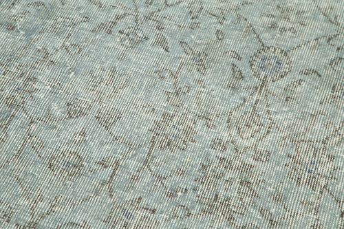 Overdyed Vintage Mavi Eskitme Pamuk Yün El Dokuma Halısı 81x305 Agacan