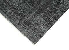 Overdyed Vintage Siyah Eskitme Pamuk Yün El Dokuma Halısı 81x320 Agacan