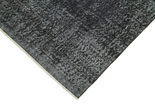 Overdyed Vintage Siyah Eskitme Pamuk Yün El Dokuma Halısı 81x320 Agacan