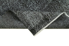 Overdyed Vintage Siyah Eskitme Pamuk Yün El Dokuma Halısı 81x320 Agacan