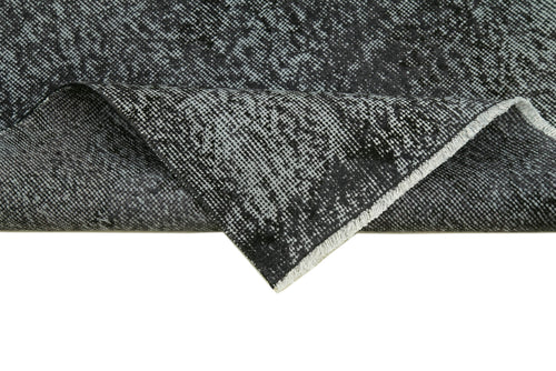 Overdyed Vintage Siyah Eskitme Pamuk Yün El Dokuma Halısı 81x320 Agacan
