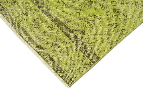 Overdyed Vintage Yeşil Eskitme Pamuk Yün El Dokuma Halısı 81x280 Agacan