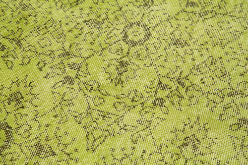 Overdyed Vintage Yeşil Eskitme Pamuk Yün El Dokuma Halısı 81x280 Agacan