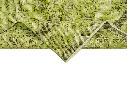 Overdyed Vintage Yeşil Eskitme Pamuk Yün El Dokuma Halısı 81x280 Agacan