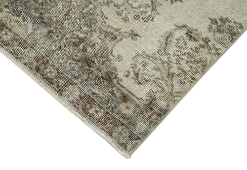 Overdyed Vintage Beyaz Eskitme Pamuk Yün El Dokuma Halısı 90x301 Agacan