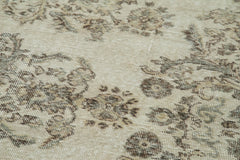 Overdyed Vintage Beyaz Eskitme Pamuk Yün El Dokuma Halısı 90x301 Agacan