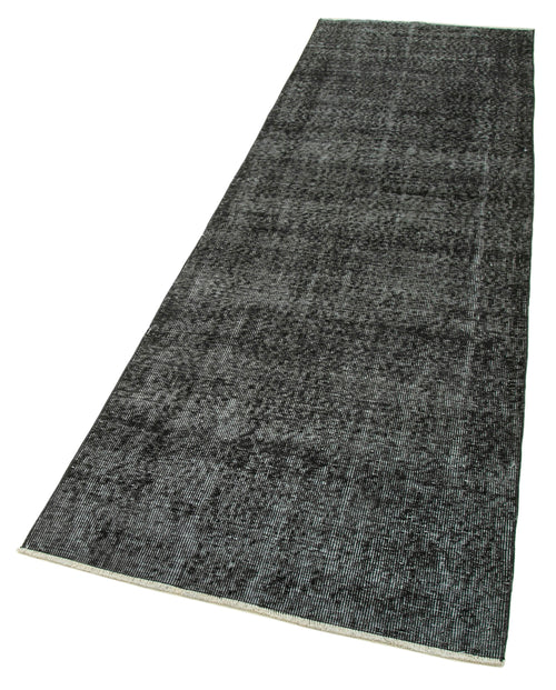 Overdyed Vintage Siyah Eskitme Pamuk Yün El Dokuma Halısı 90x292 Agacan