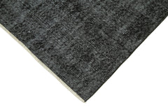 Overdyed Vintage Siyah Eskitme Pamuk Yün El Dokuma Halısı 90x292 Agacan