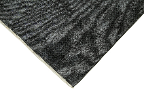 Overdyed Vintage Siyah Eskitme Pamuk Yün El Dokuma Halısı 90x292 Agacan