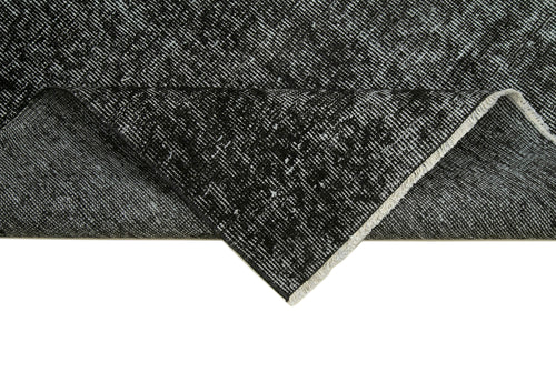 Overdyed Vintage Siyah Eskitme Pamuk Yün El Dokuma Halısı 90x292 Agacan