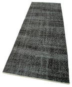 Overdyed Vintage Siyah Eskitme Pamuk Yün El Dokuma Halısı 92x272 Agacan